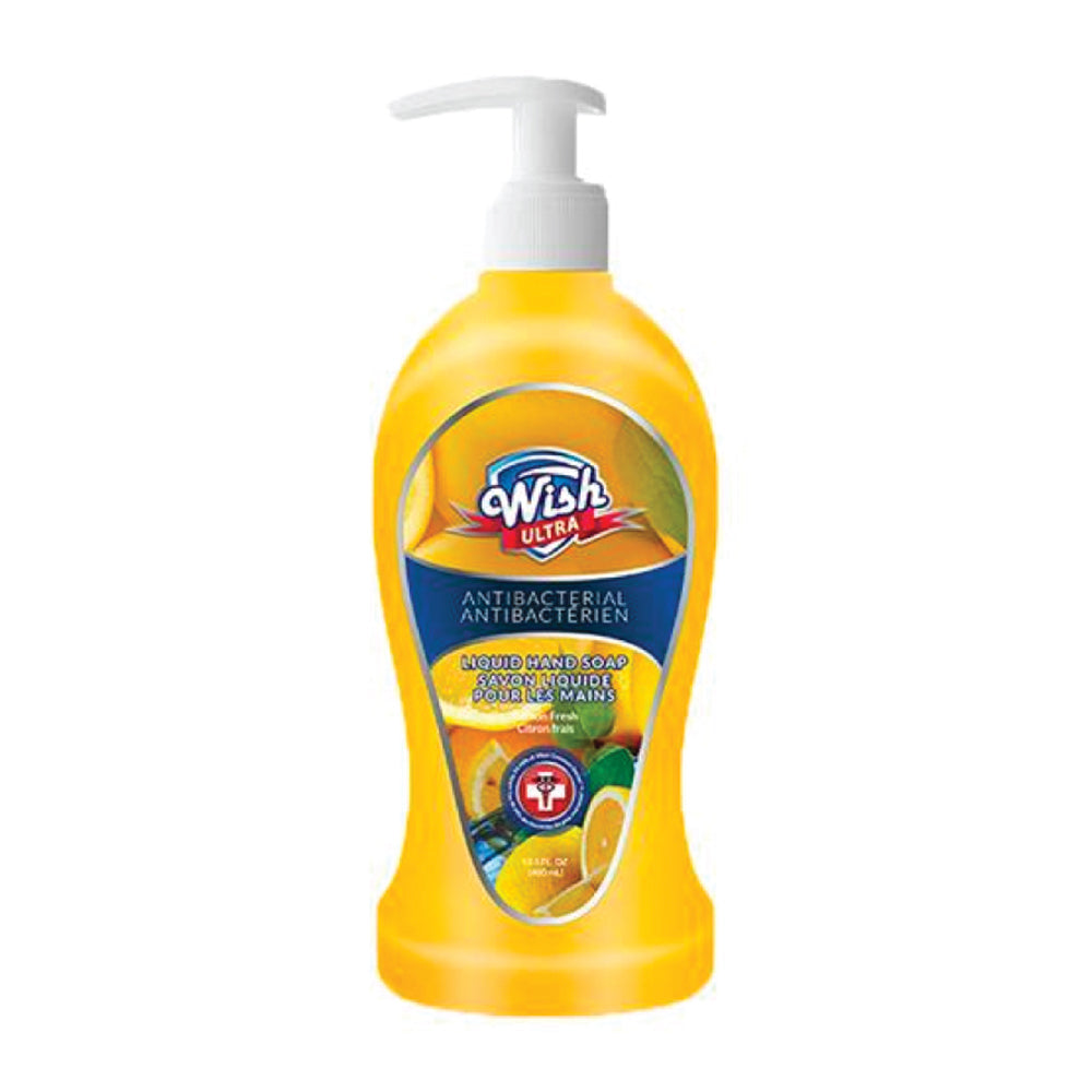 Wish Ultra Antibacterial Liquid Hand Soap (13.5 OZ / 400 ML) (140 Cases = 1680 ct. per Pallet) (Unit Price - $0.50) - Lemon