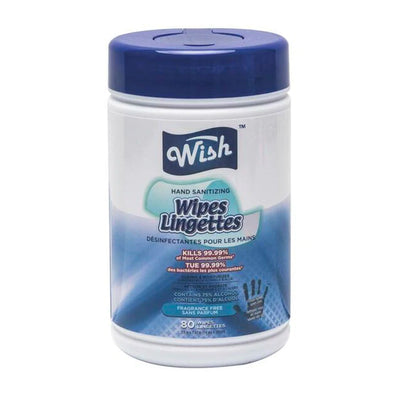 Wish Hand Sanitizer Wipes Lingettes (Cylinder Size) (80 ct) (75% Alcohol) (84 Cases = 1008 ct. per Pallet) (Unit Price - $1)