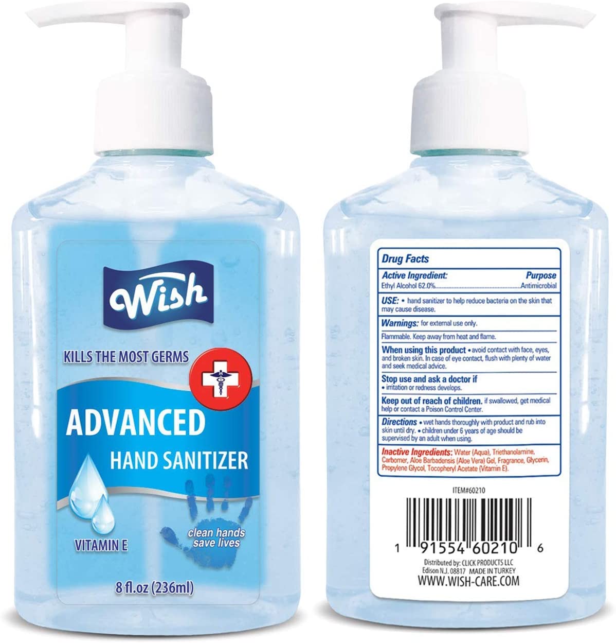 Wish Hand Sanitizer (8 oz./ 236 ml) (108 cases = 2592 ct. per Pallet) (Unit Price- $0.50)