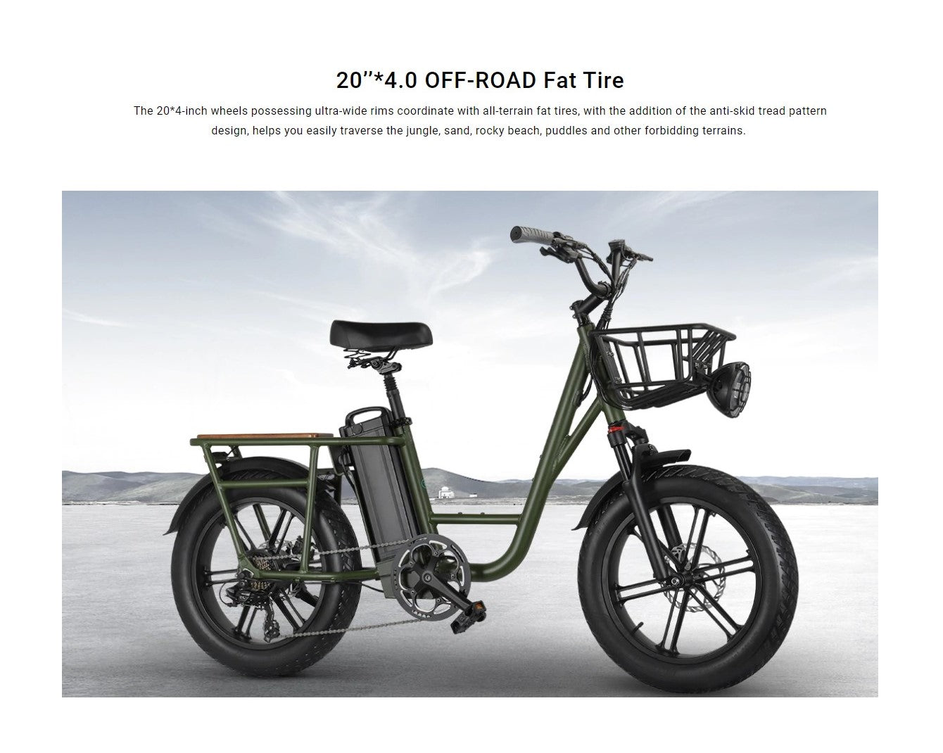 Electric Motorbike 48V, 35 Mah , 20 inch Wheel W/Front Delivery Basket (DOT-800 / T1)