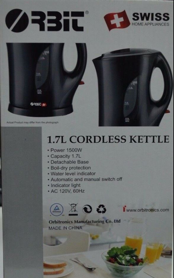 Electric Cordless Kettle, (1.7 Liters)
