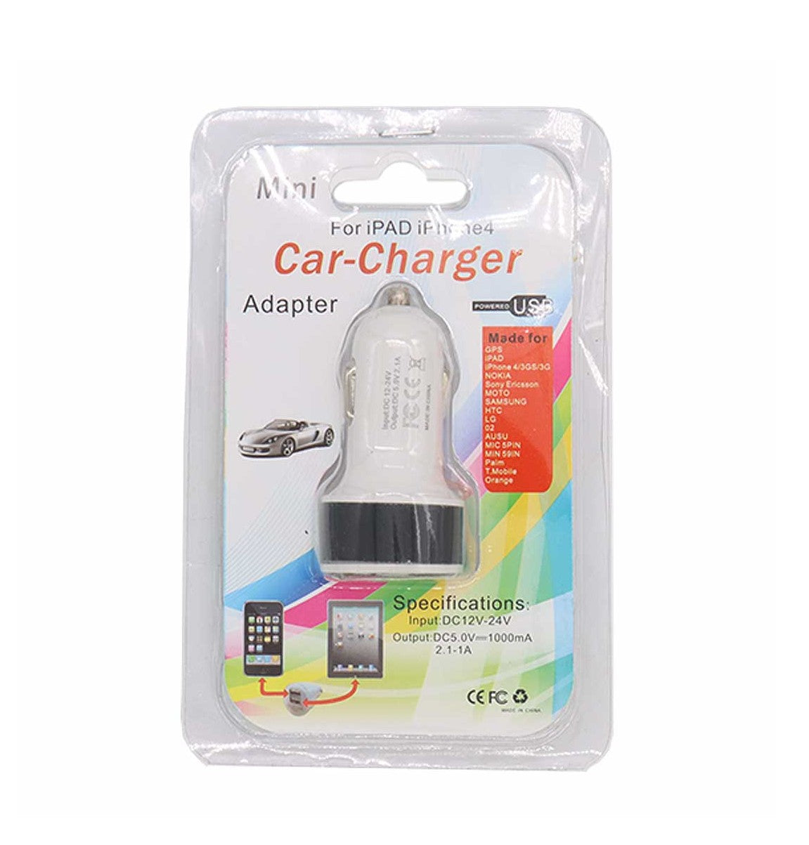 Car Adapter- 2 Port (w/ Package) Color Edge