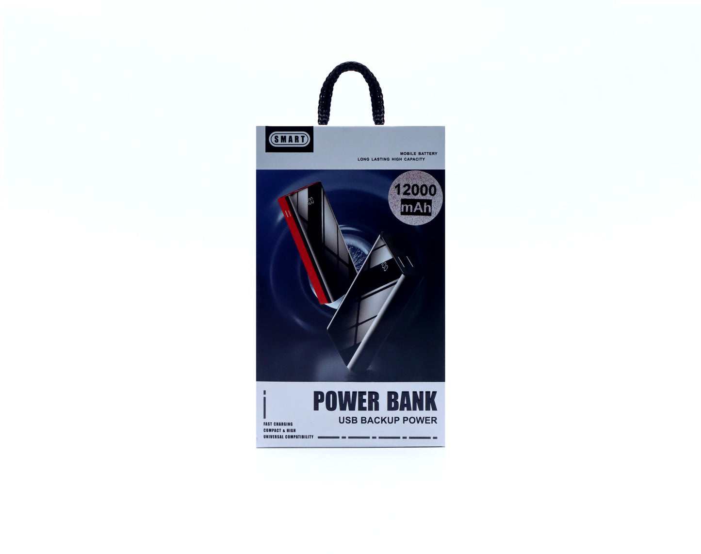 Power Bank 12000mah (Fast Charge Portable Mirror Digital Display Mobile Power Bank)