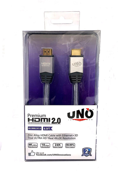 UNO Innovation- Premium HDMI 2.0 Cable- 6.5ft