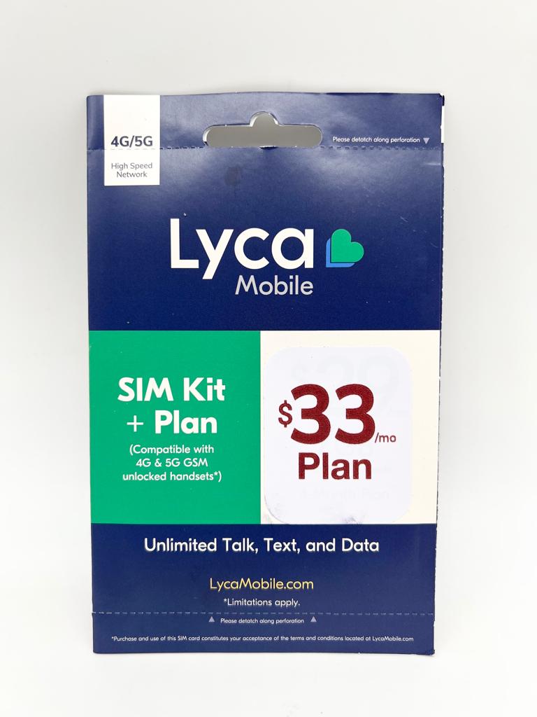Sim Kit + Plan - Lyca Mobile $33 plan (Prepaid)