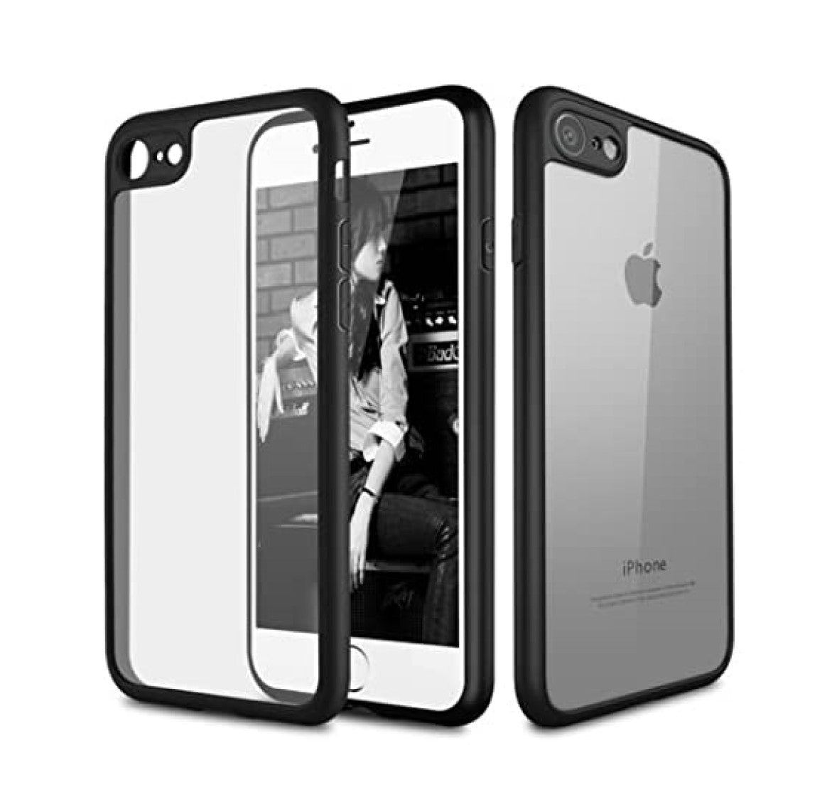 Clear TPU Phone Case w/ Black border (For iPhone 7/ 8/ SE)