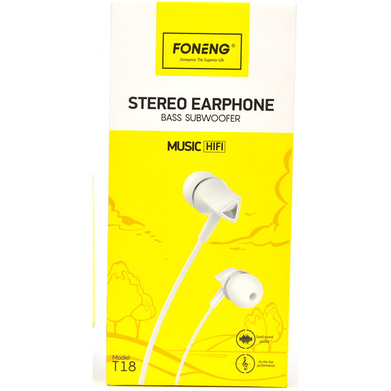 Foneng - Stereo Earphone (T18) - White