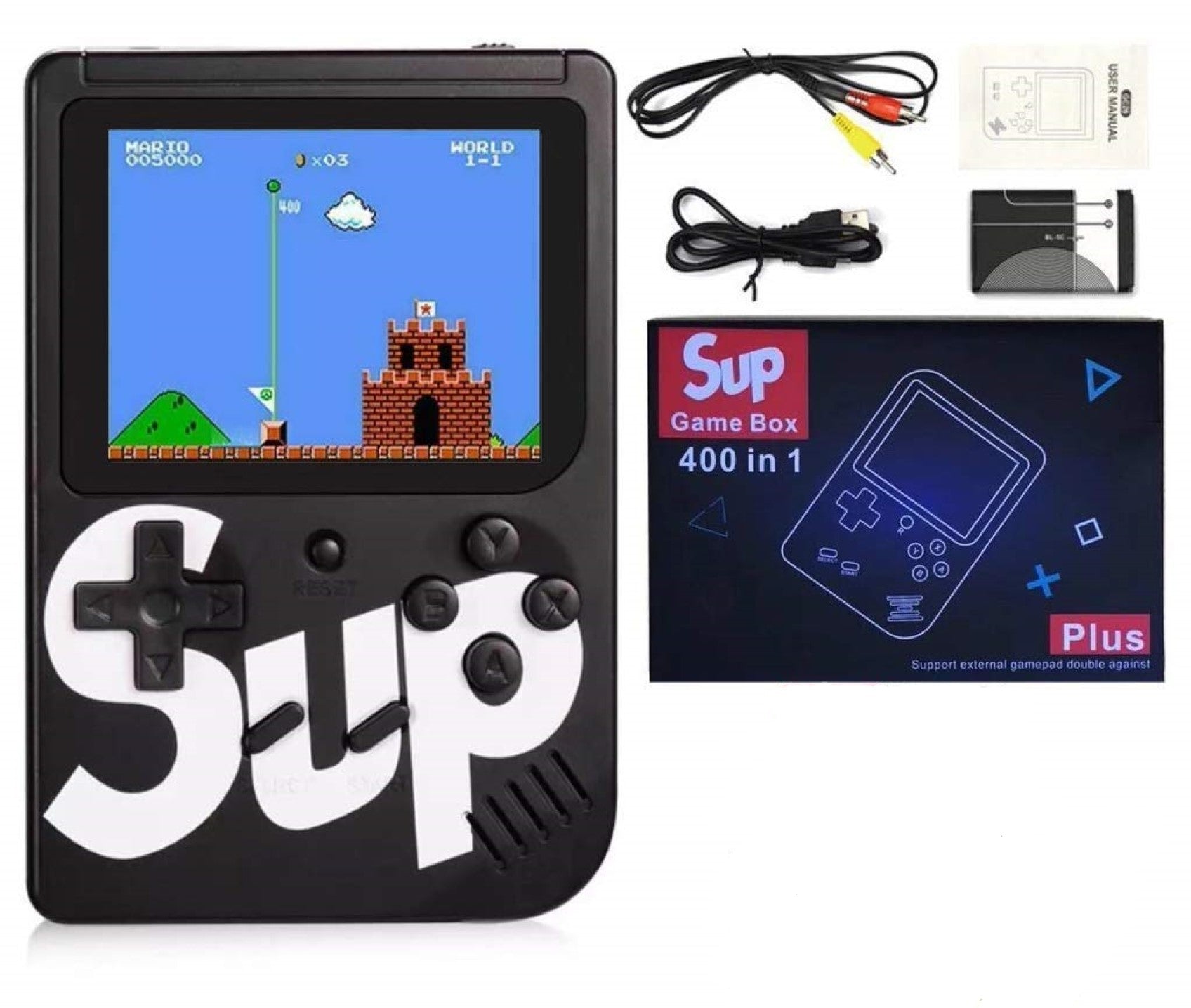 SUP Game Box Plus 400 in 1 Retro Games UPGRADED VERSION mini Portable  Console - Yellow, LC-GMBOX-YL, AYOUB COMPUTERS